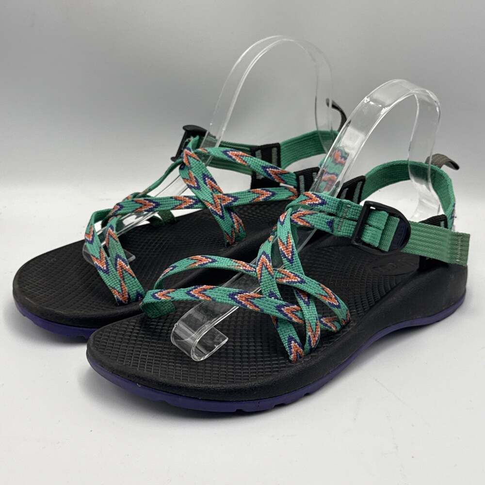 Chaco Kid Youth SIZE 6 ZX/1 Ecotread Sandals Mint Leaf Aztec Chevron Strap Shoes